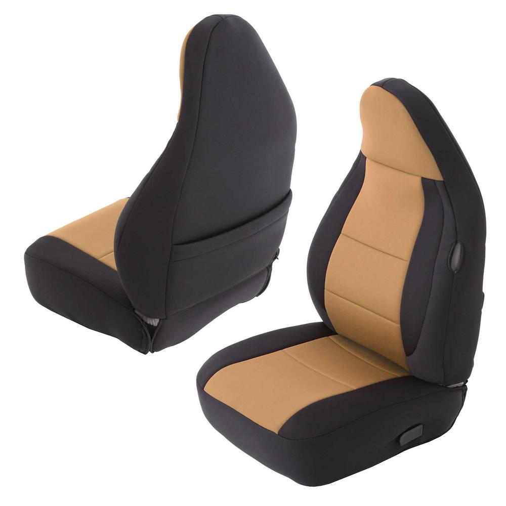 Smittybilt Neoprene Front and Rear Seat Cover Kit (Black/Tan) - 471225 1997 Jeep Wrangler