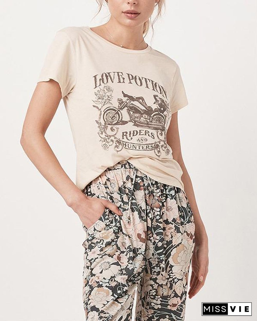 Vintage Printed Casual Tops T-shirts