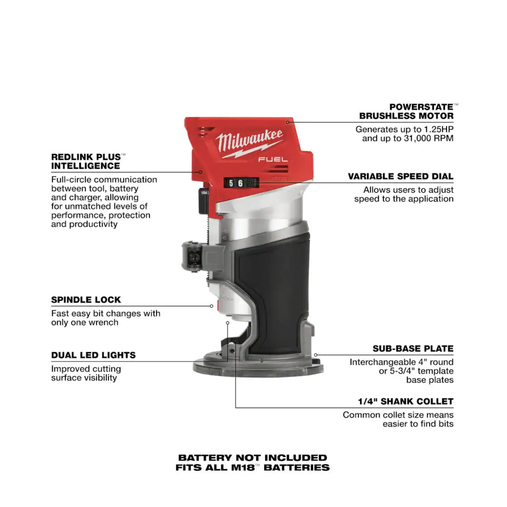 Milwaukee M18 FUEL 18V Lithium-Ion Brushless Cordless Compact Router (Tool-Only)