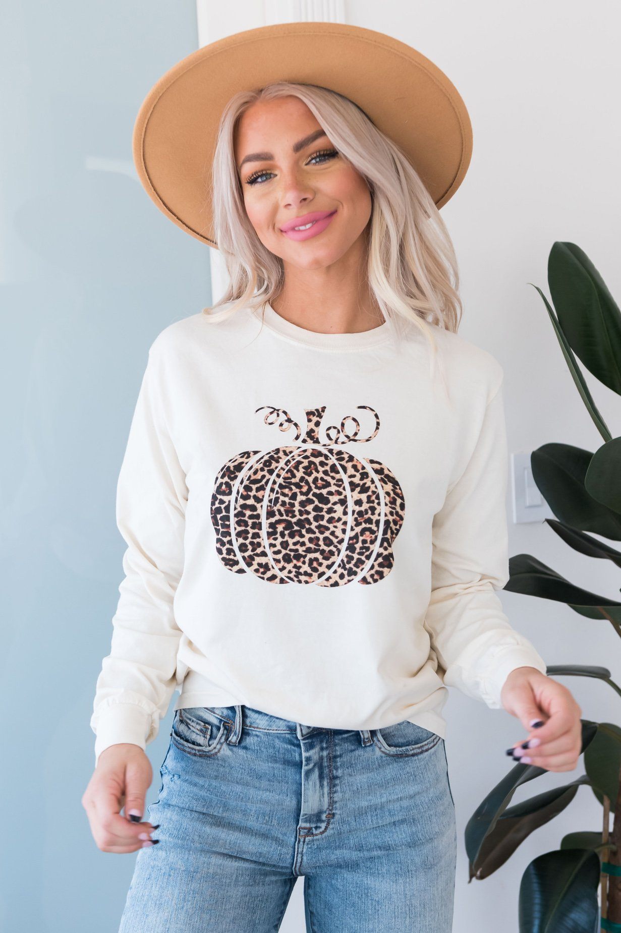 Leopard Pumpkin Long Sleeve Modest Tee