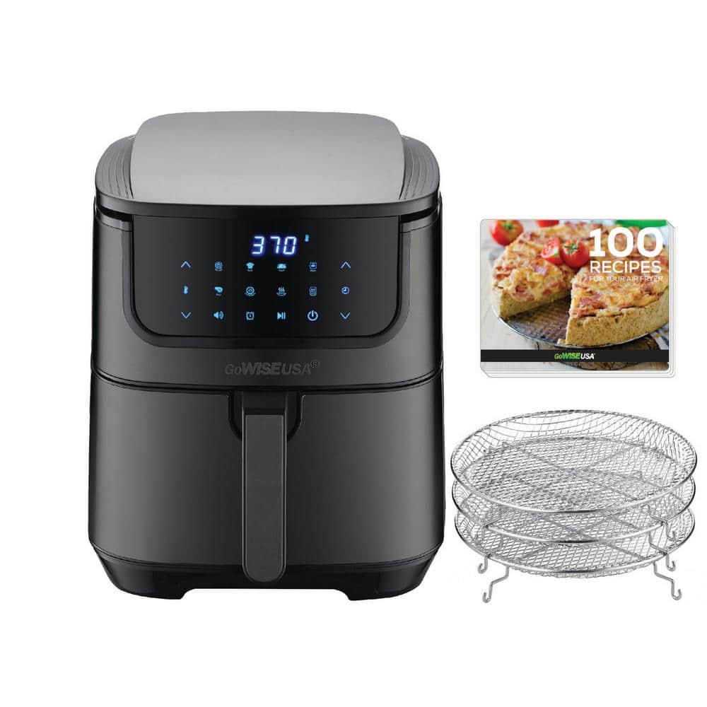 GoWISE USA Max Steel XL 7 qt Black Stainless Steel Air Fryer and Dehydrator