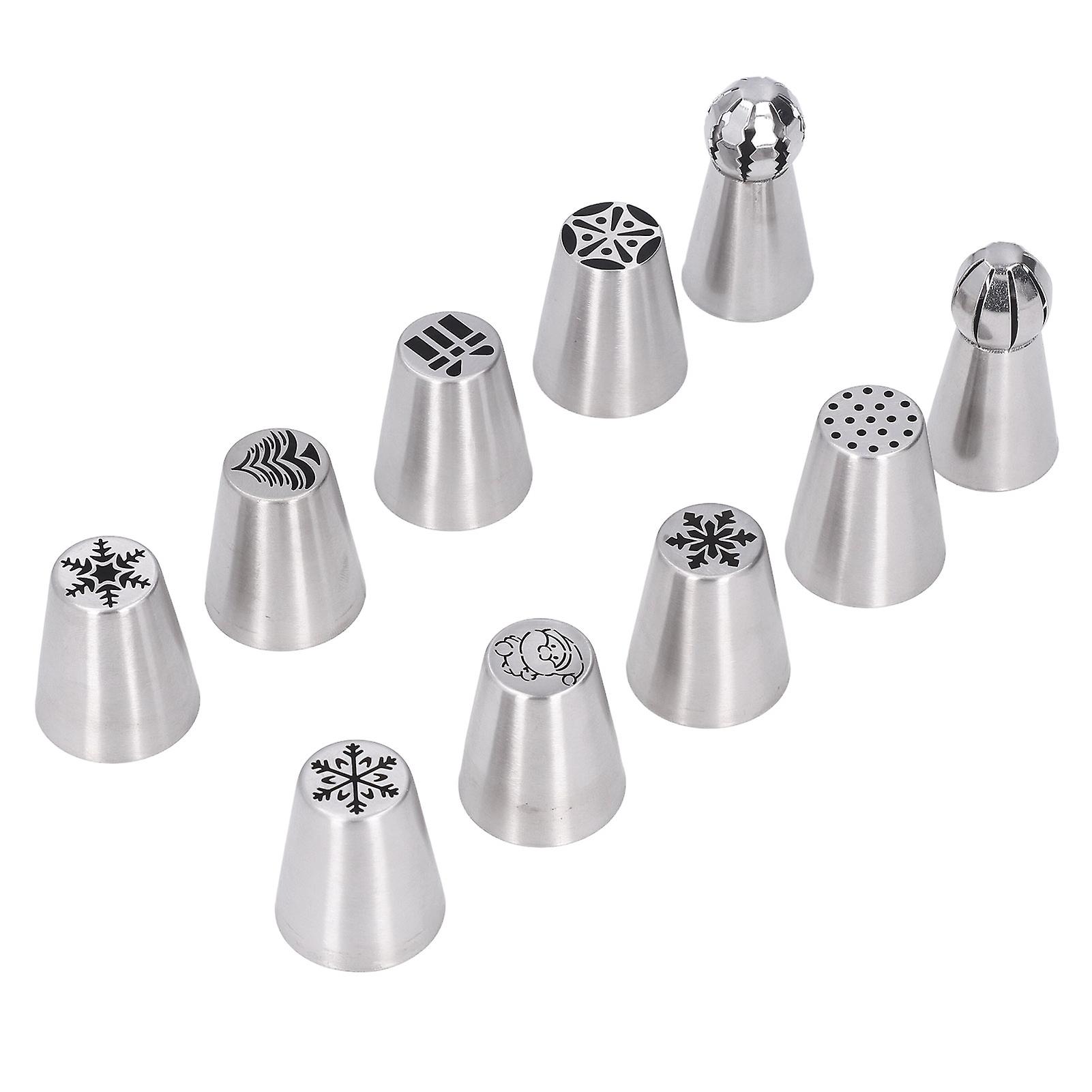 10pcs Piping Tip Set Stainless Steel Flower Frosting Tip Diy Cake Decorating Tip For Kitchen Dessert Shop