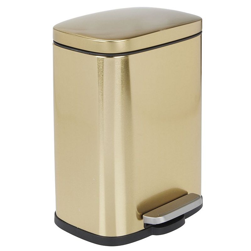 mDesign Stainless Steel Rectangular 1.3 Gallon Foot Step Trash Can， Lid