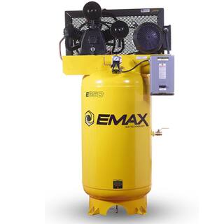 EMAX 80 Gal. 7.5 HP 3-Cylinder 1-Phase Air 175 PSI Electric Air Compressor with Isolator Pads and Auto Drain HEI07V080Y1