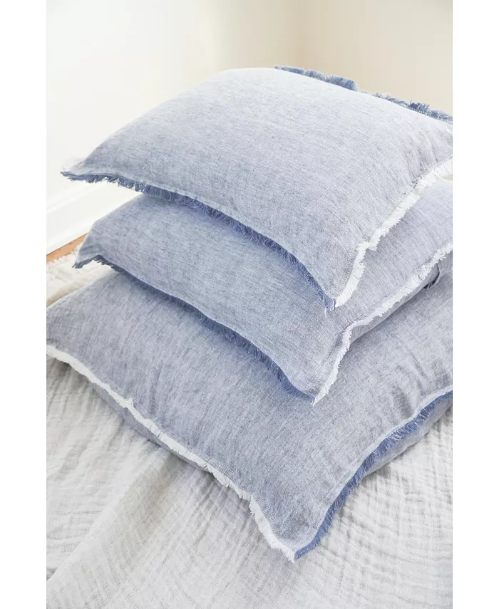 Anaya Home Chambray Blue Linen Down Alternative Lumbar Pillow