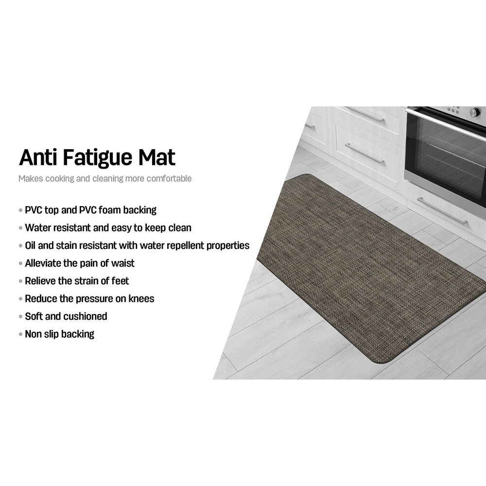 World Rug Gallery Textured Beige Anti fatigue Mat