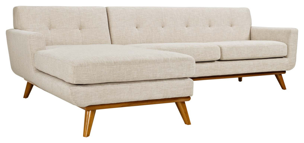 Engage Left Facing Upholstered Fabric Sectional Sofa   Midcentury   Sectional Sofas   by Uber Bazaar  Houzz