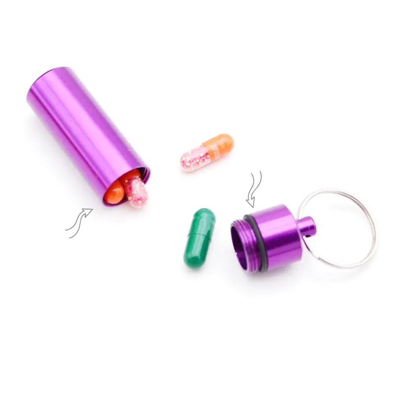 Portable Waterproof 60*17MM Mini Aluminum oy Keychain Medicine Storage Case  Metal Pill Box