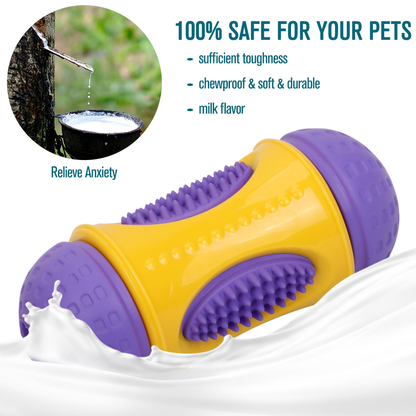 Toplive Dog Chew Toys for Aggressive Chewers， Puppy Teething Chew Toy Tough Dog Toys With Natural Rubber for Small Medium Large Breeds， Teeth Cleaning and Gum Massage for Small Medium Large Dog Purple