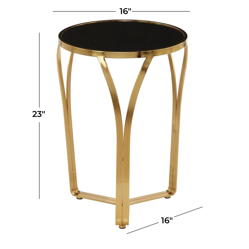 Gold Metal Contemporary Accent Table   16 x 16 x 23