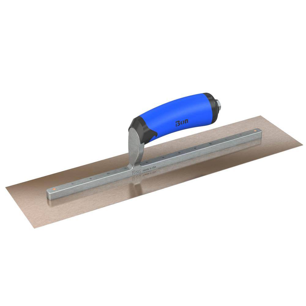 Bon Tool 18 in. x 5 in. Golden Stainless Steel Square End Finish Trowel with Comfort Wave Handle and Long Shank 67-131