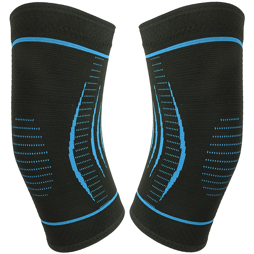 2pcs Unisex Nylon Knitting Kneecap All Sides Breathable Keep Warm Running Sport Kneepadsky Blue S