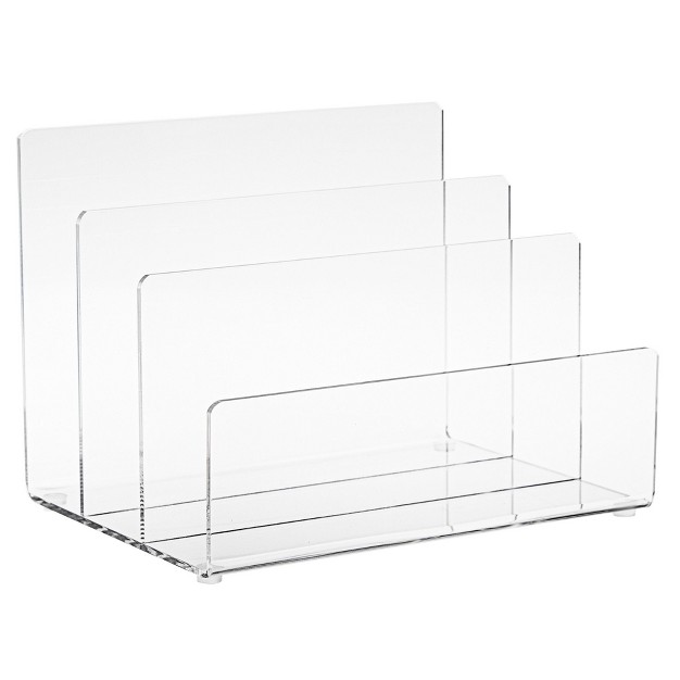 Juvale Clear Acrylic Folder Holder With 3 Sections For Paper Files Documents Envelopes Desk Organizer For School And Office Supplies 9x6 75 In