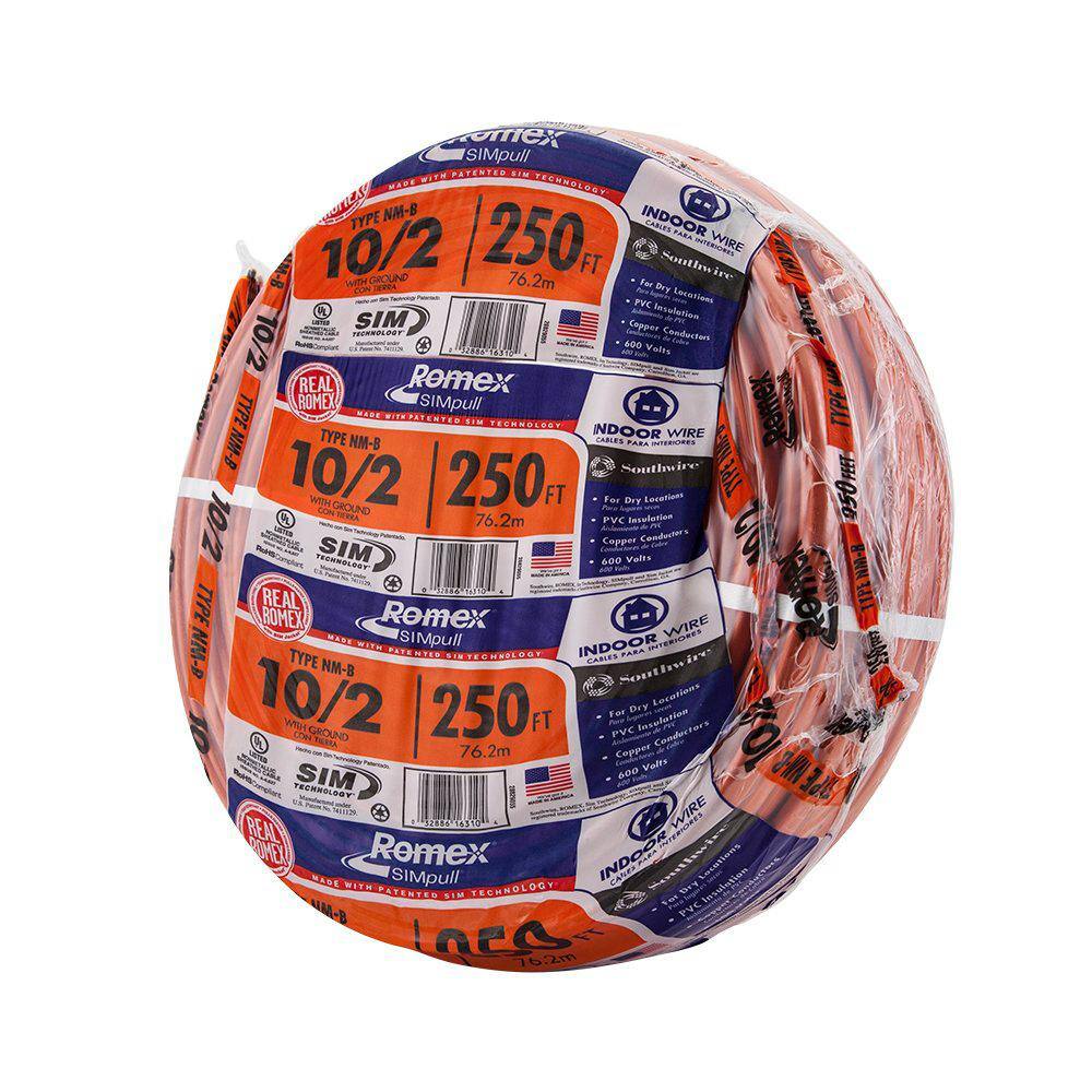 Southwire 250 ft. 102 Solid Romex SIMpull CU NM-B WG Wire 28829055