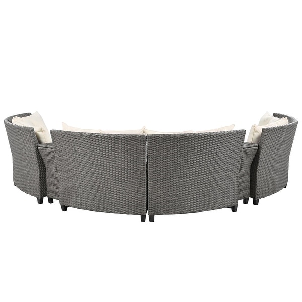 6Piece Rattan Patio Conversation Set with Cushions and Coffee Table