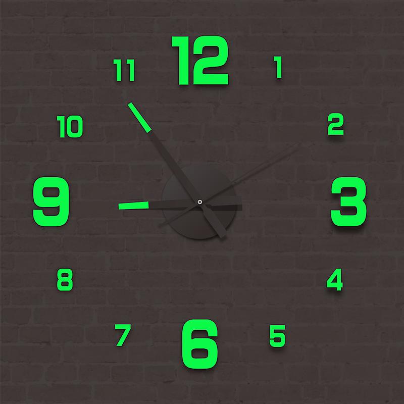 Born Pretty 3d Wall Clock Luminous Frameless Wall Clocks Wall Stickers Silent Clock For Home Living Room Office Wall Decor Bedroom Decor