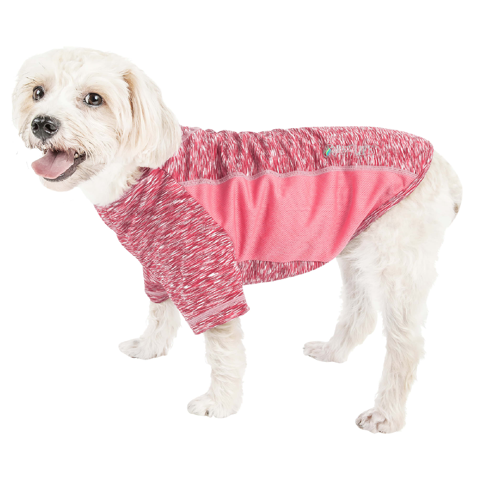 Pet Life Pink Active Warf Speed Heathered Ultra-Stretch Sporty Performance Dog T-Shirt， X-Small