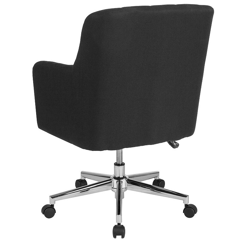 Merrick Lane Henry Ergonomic Mid-Back Home Office Chair with Tufted Black Fabric Upholstery and Swivel Height Adjustment