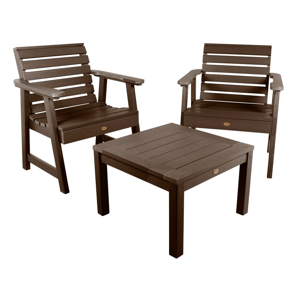 2 Highwood Weatherly Garden Chairs with 1 Square Side Table