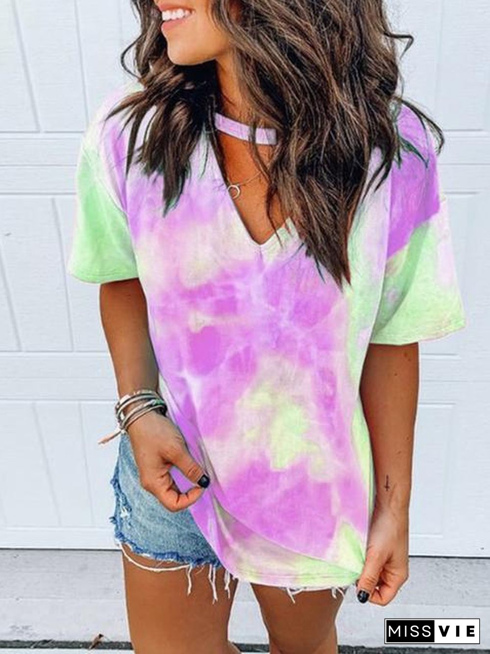 Tie Dye Printed Multicolor T-Shirt