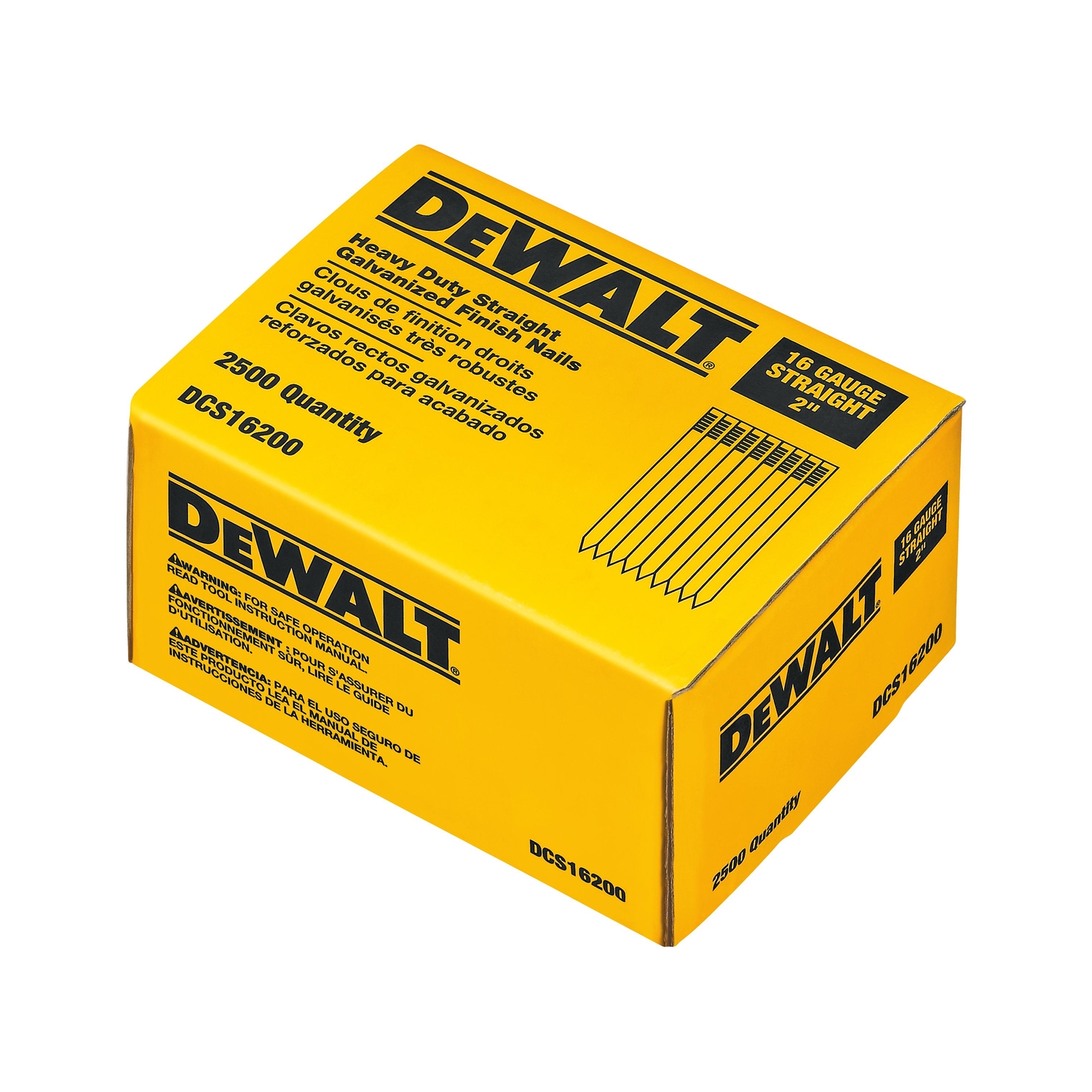 DW 2 in. 16 Ga. Straight Strip Galvanized Finish Nails 20 deg 2，500 pk