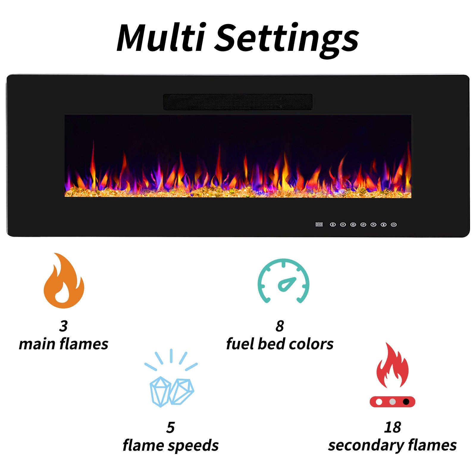 YUKOOL 68" Electric Fireplace Insert and Wall Mount, Touch Screen, Remote