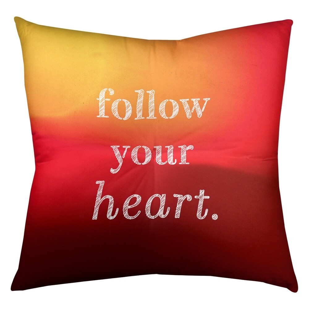 Quotes Multicolor Background Follow Your Heart Quote Floor Pillow   Square Tufted