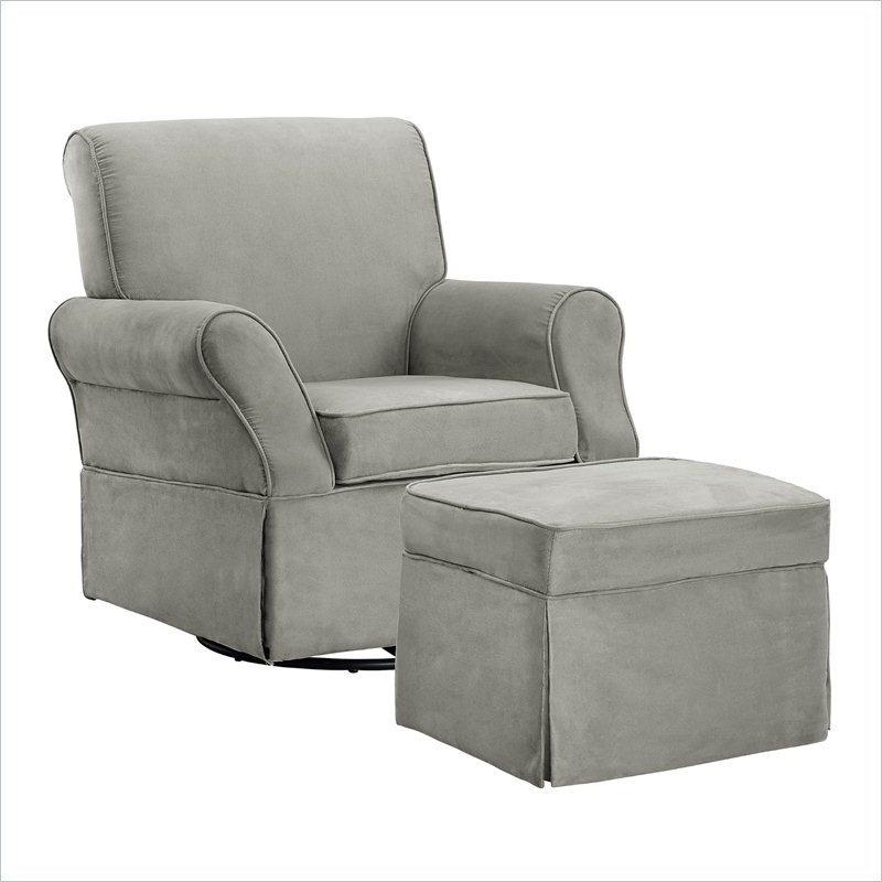 Home Square 2 Piece Swivel Nursery Glider and Ottoman Set in Gray   Transitional   Gliders   by Homesquare  Houzz