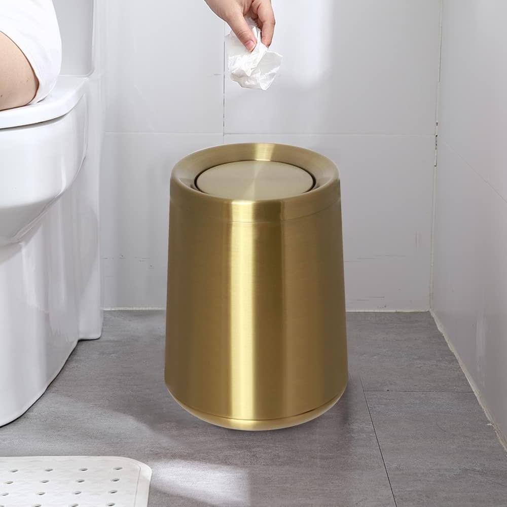 2.6 Gal. Gold Metal Trash Can with Flip Cover HP01WCJV