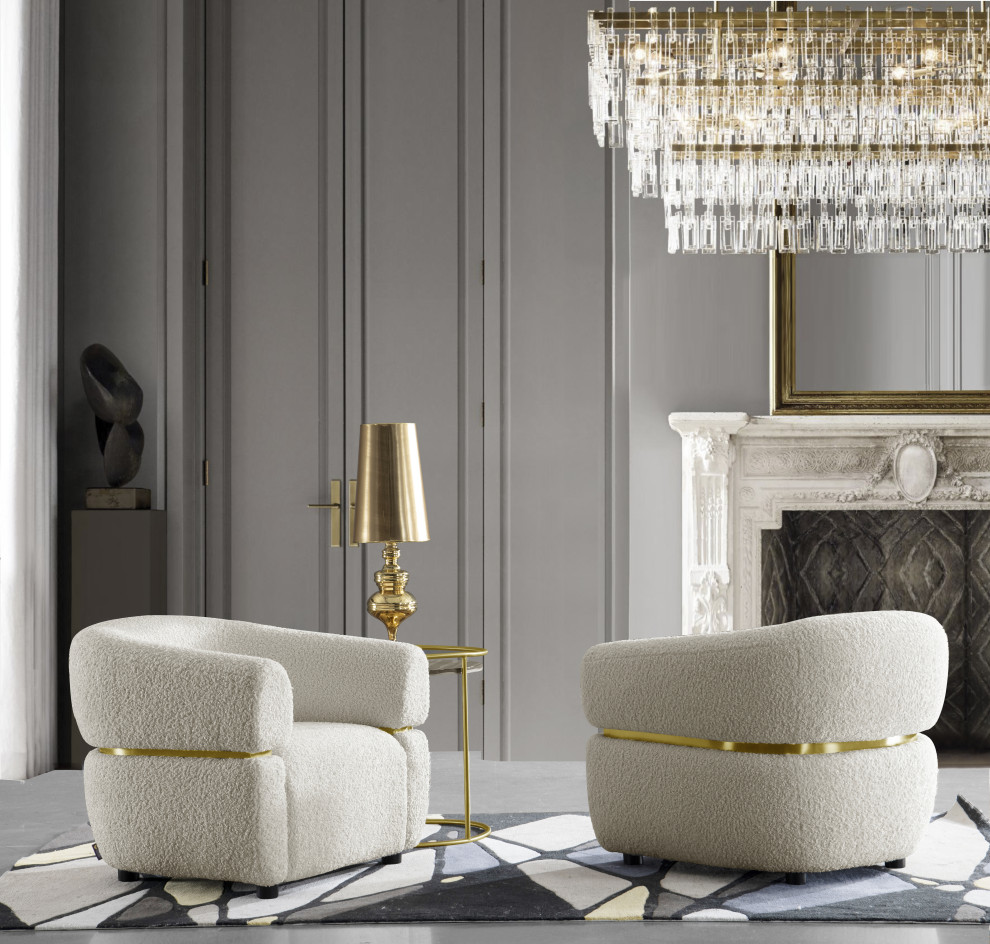 Divani Casa Gannet Glam Beige Fabric Chair   Transitional   Armchairs And Accent Chairs   by Vig Furniture Inc.  Houzz