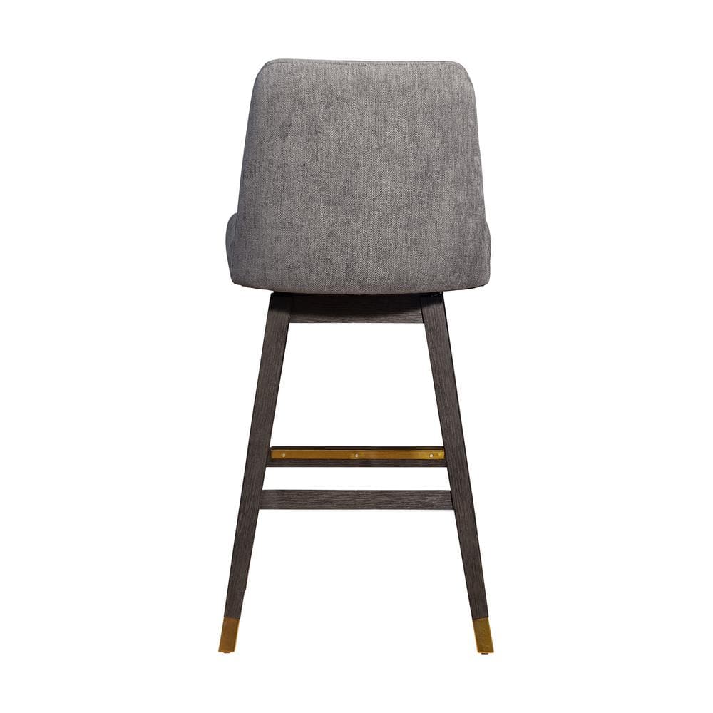 Armen Living Amalie 41.5 in. Grey Oak Swivel Bar Stool with Mocha Fabric Seat 840254332065