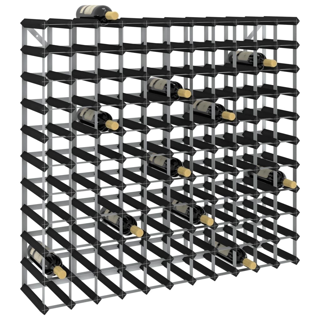 Wine Rack for 120 Bottles Black Solid Pine Wood