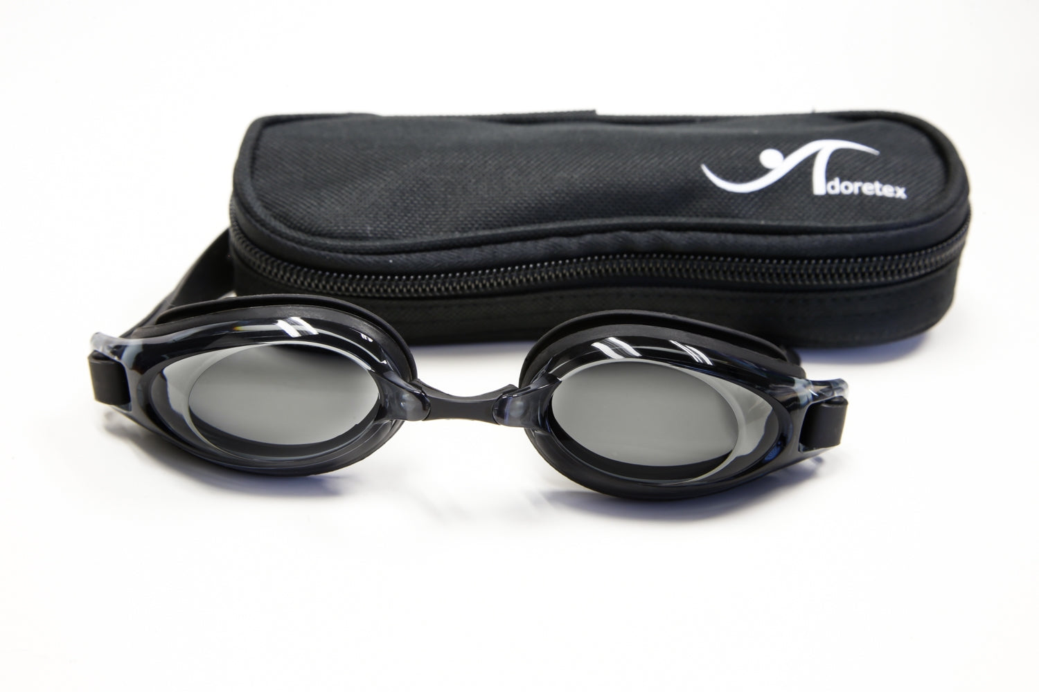 Adoretex Optical Swim Goggle with Case (GN1503) - Black - Smoke Lens - - 1.50