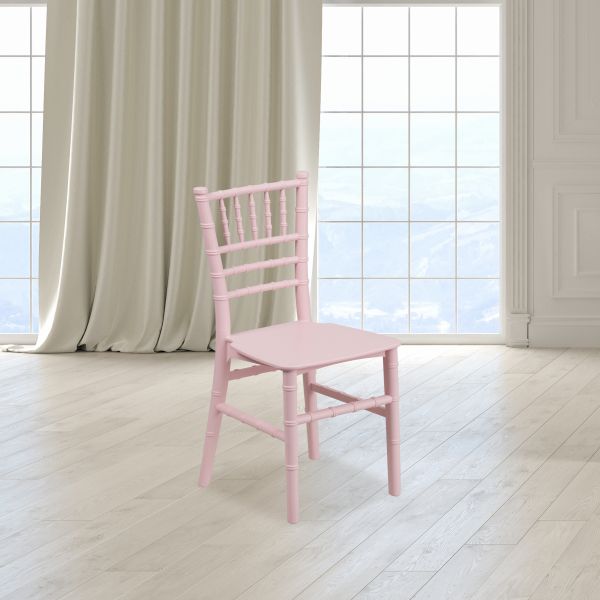 HERCULES Child's Pink Resin Party and Event Chiavari Chair for Commercial and Residential Use