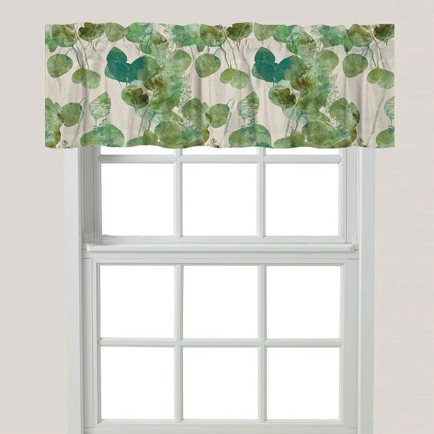 Laural Home Green Watercolor Eucalyptus Leaves Window Valance