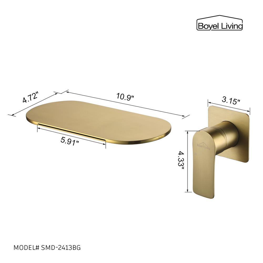 Boyel Living Single Handle Wall Mounted Faucet with Valve in Brushed Gold SMD-2413BG