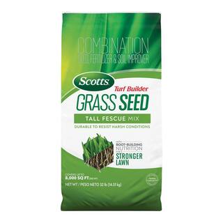 Scotts Turf Builder 32 lbs. Grass Seed Tall Fescue Mix with Fertilizer and Soil Improver Durable to Resist Harsh Conditions 18051