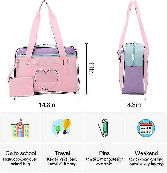 Japanese Schoolbag Large Anime Shoulder Bag Ladies Handbag Pink Strap