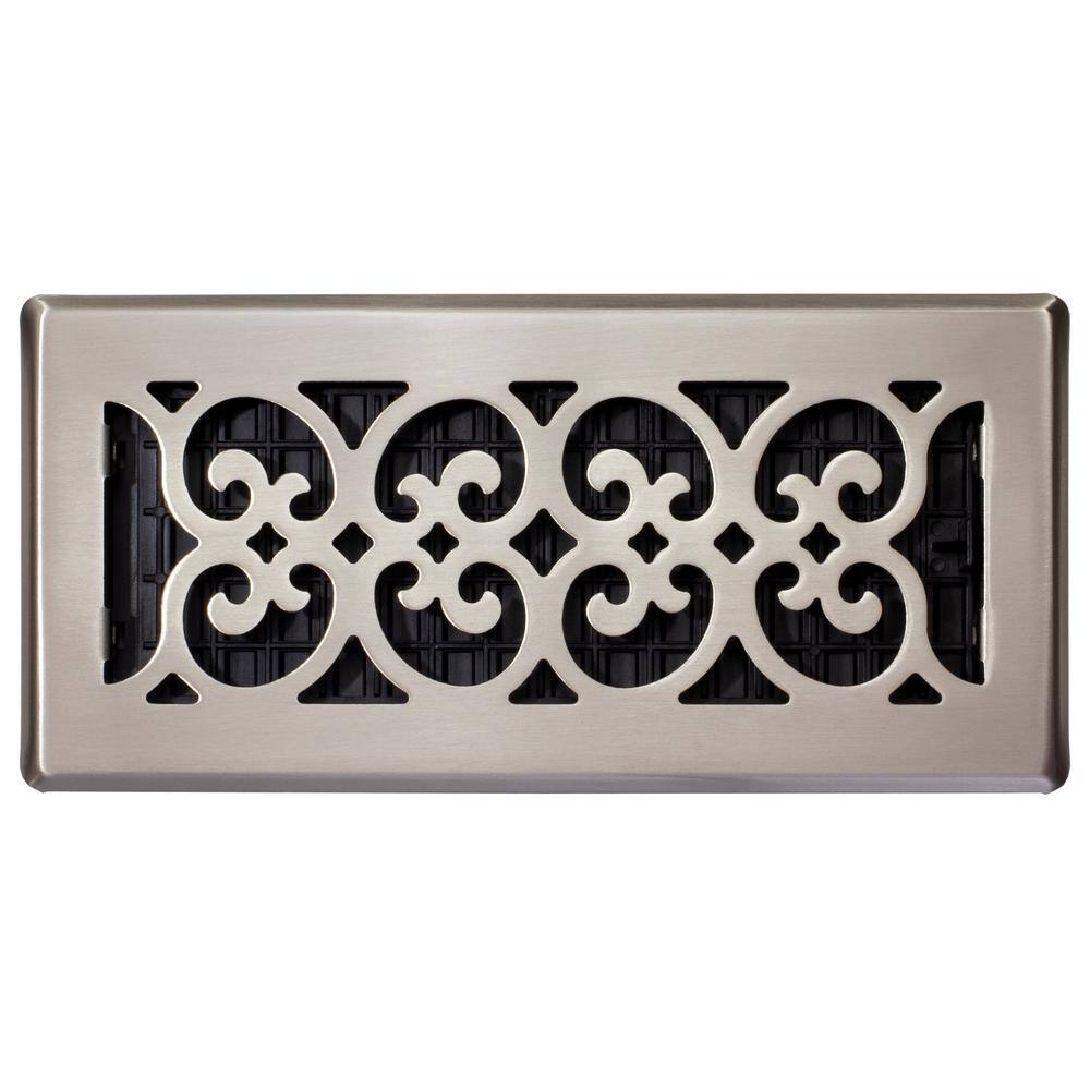 Decor Grates 4 in. x 10 in. Steel Floor Register in Brushed Nickel SPH410-NKL