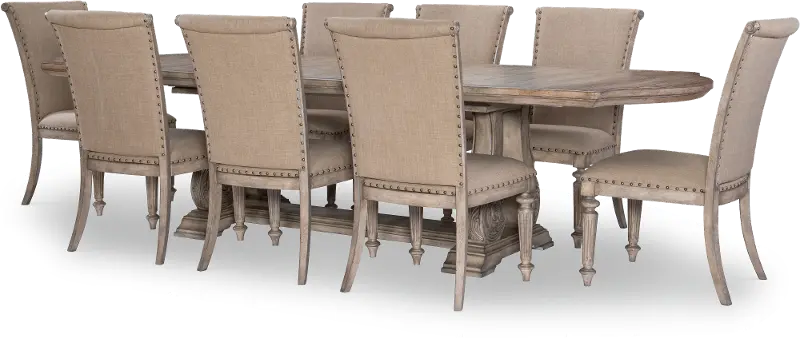 Sorona Light Brown 9 Piece Dining Room Set