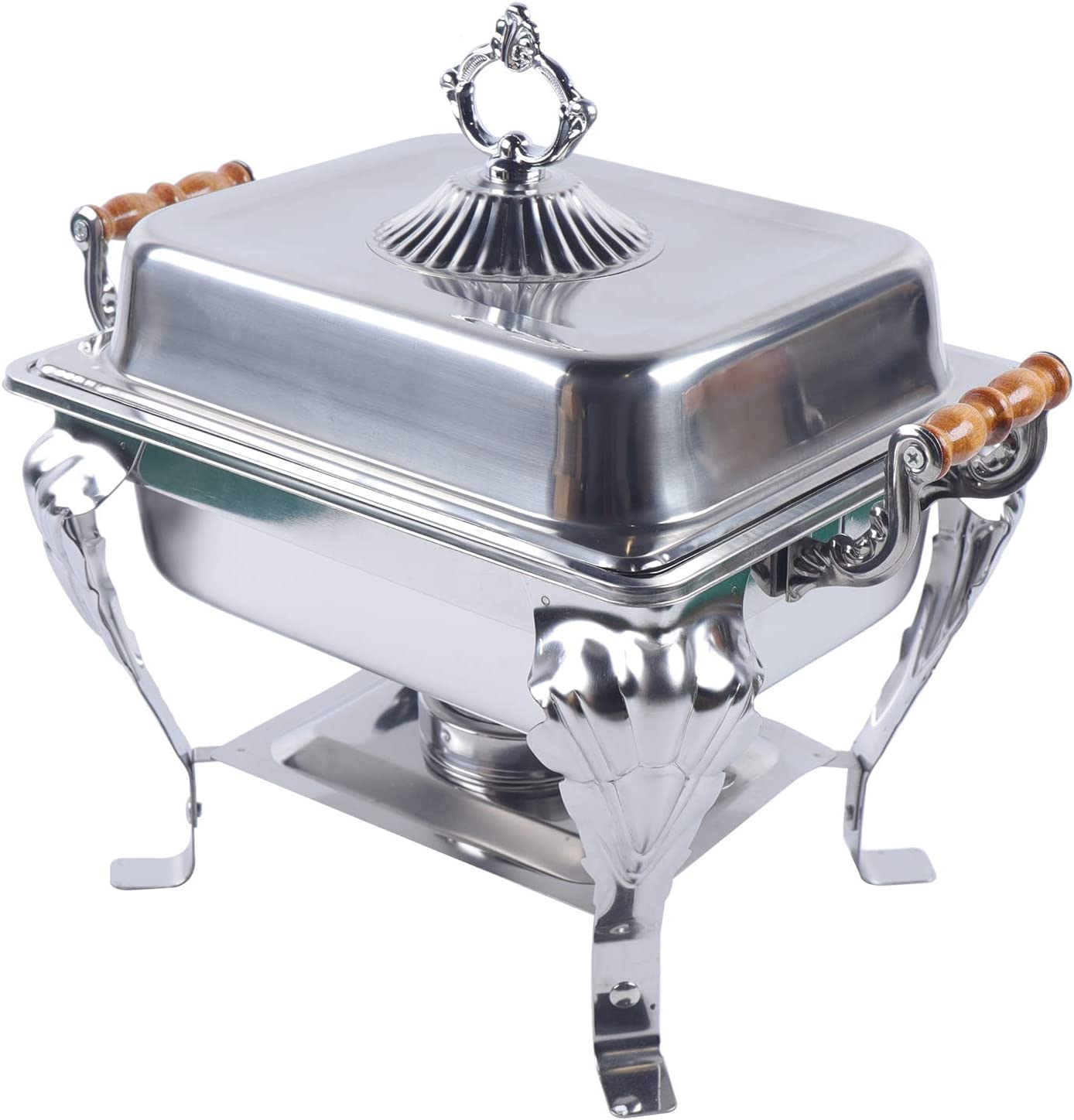 Miumaeov Stainless Steel Chafing Dish Buffet Set， Rectangular Food Insulation with Lid Silver， Food Warmer with Fuel Holder， Warming Container for Buffet Dining Party Wedding Banquet