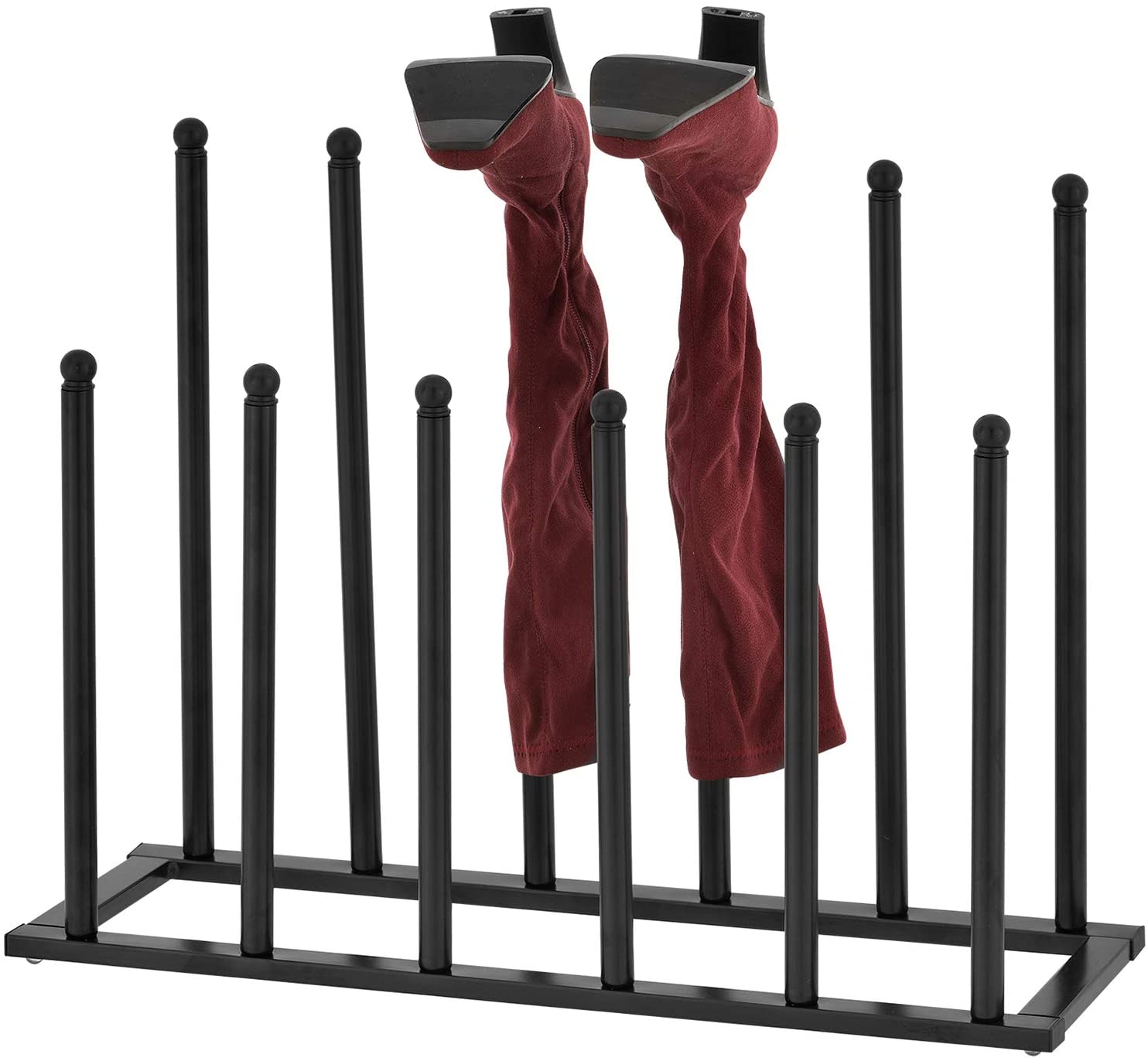 MyGift 6-Pair Sleek Black Metal Boot Shoes Storage Rack