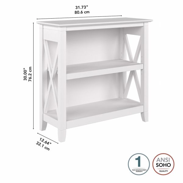 Bush Furniture Key West Small 2 Shelf Bookcase in Pure White Oak