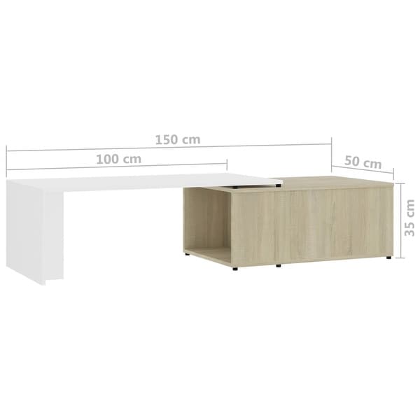 vidaXL Coffee Table White and Sonoma Oak 59.1