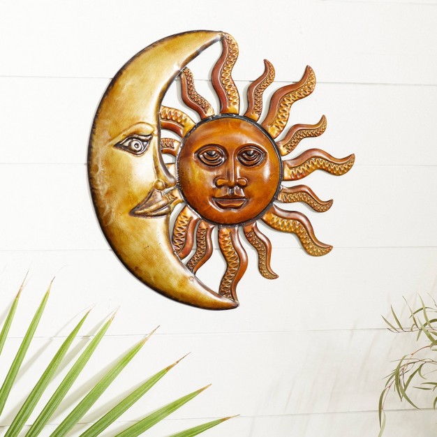 X 21 quot Rustic Metal Sun And Moon Wall D cor Red Olivia amp May