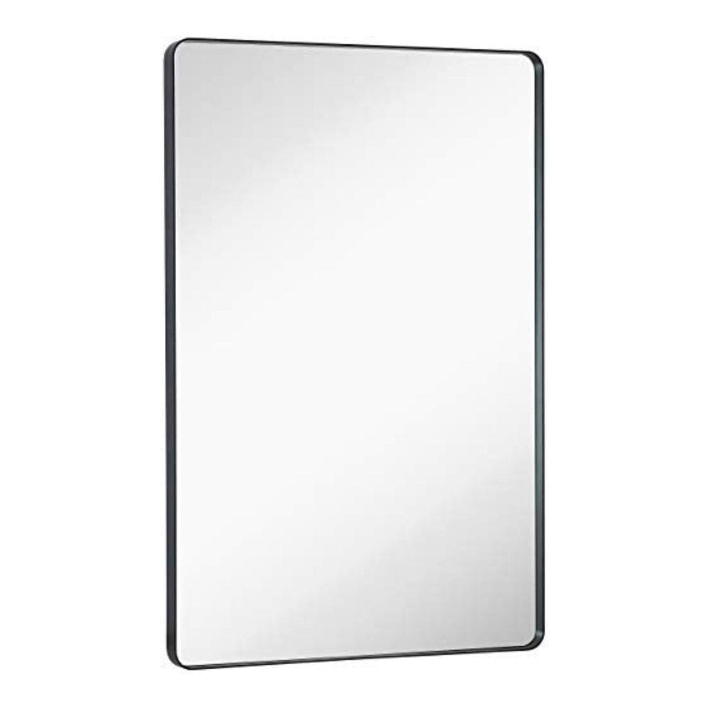 Black Mirror Bathroom Mirrors for Wall Rounded Corner Lightweight Deep Rectangle 24