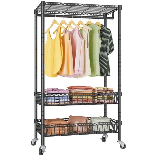 Vipek R2 Plus Rolling Clothes Rack Heavy Duty Garment Rack With Wheels Adjustable Portable Metal Closet