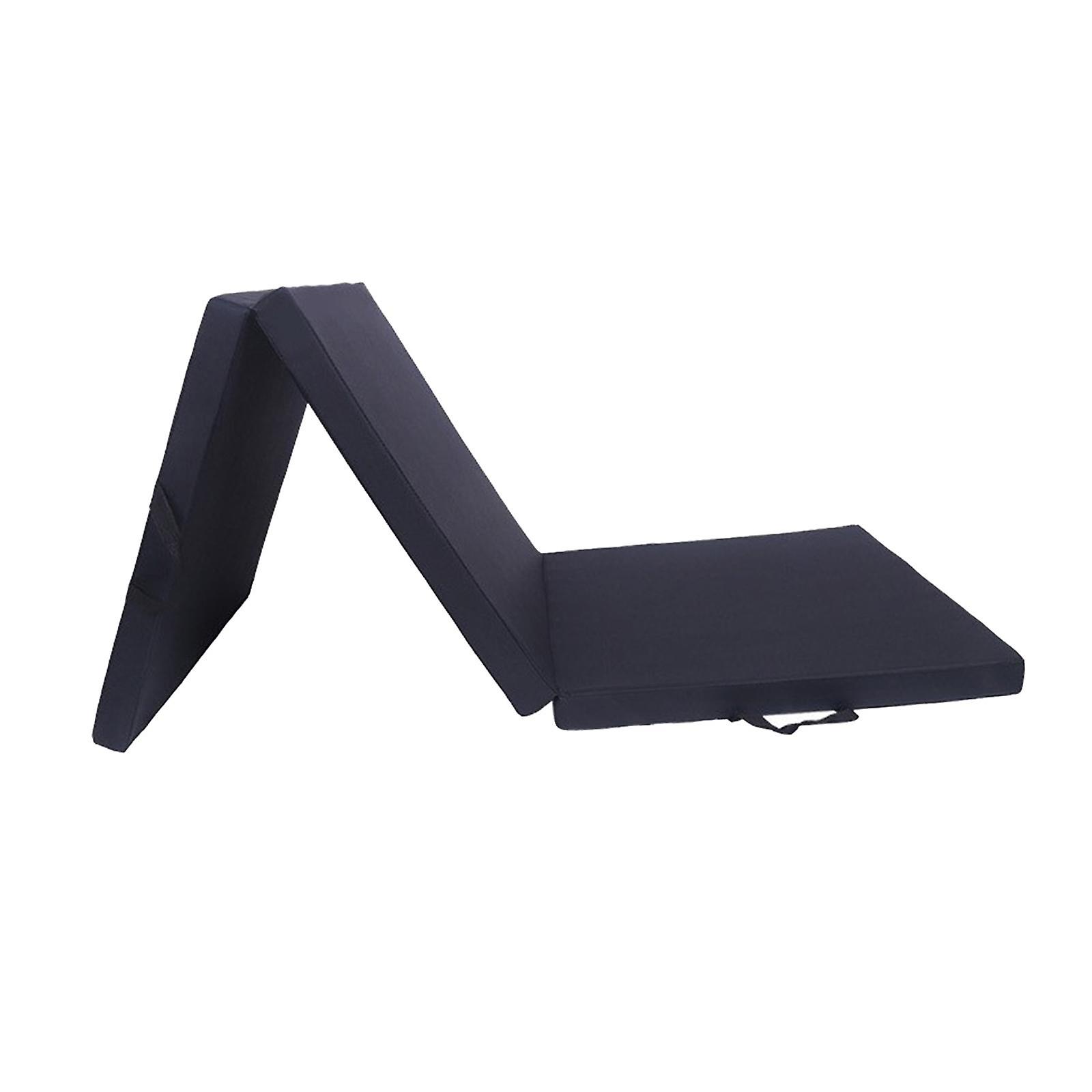 Three Fold Folding Thick Exercise Mat Yoga Pad For Stretching Training Fitness Black Pu Leather