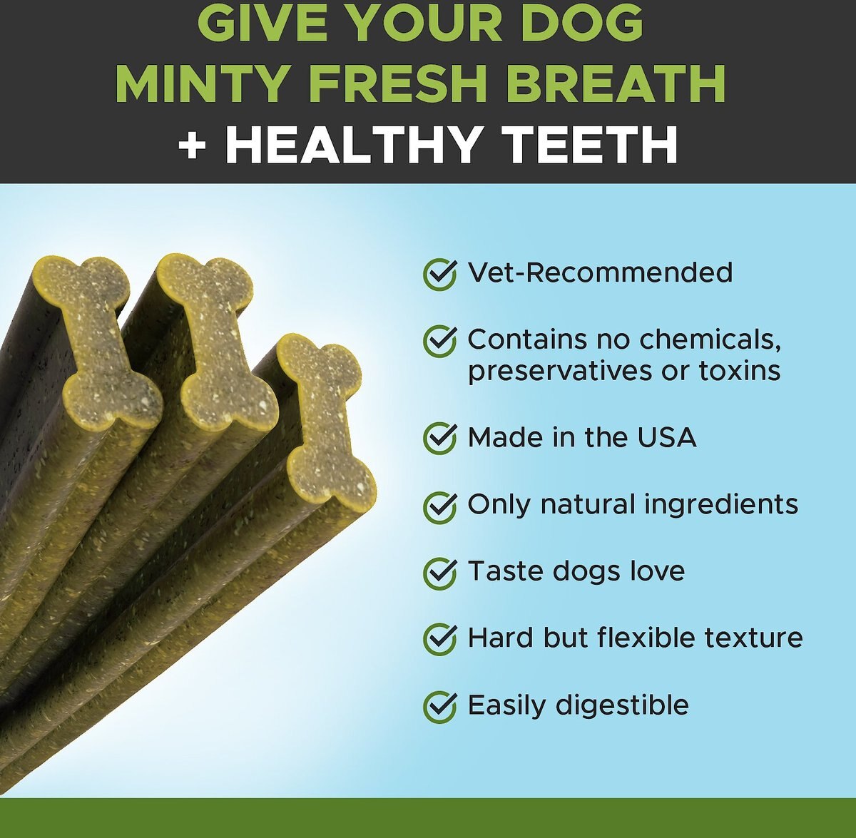 PetHonesty Dental Health Fresh Sticks Mint Flavor Dog Dental Treats