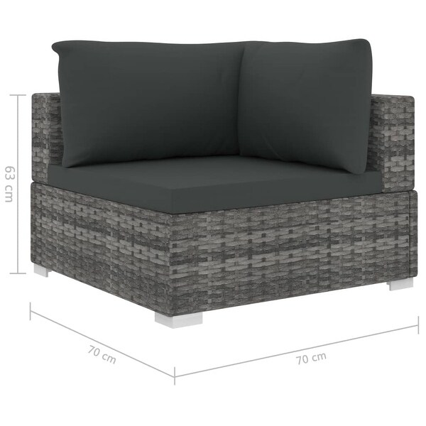 vidaXL 11 Piece Patio Lounge Set with Cushions Poly Rattan Gray